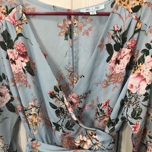 Floral Boutique Romper with Long Sleeves